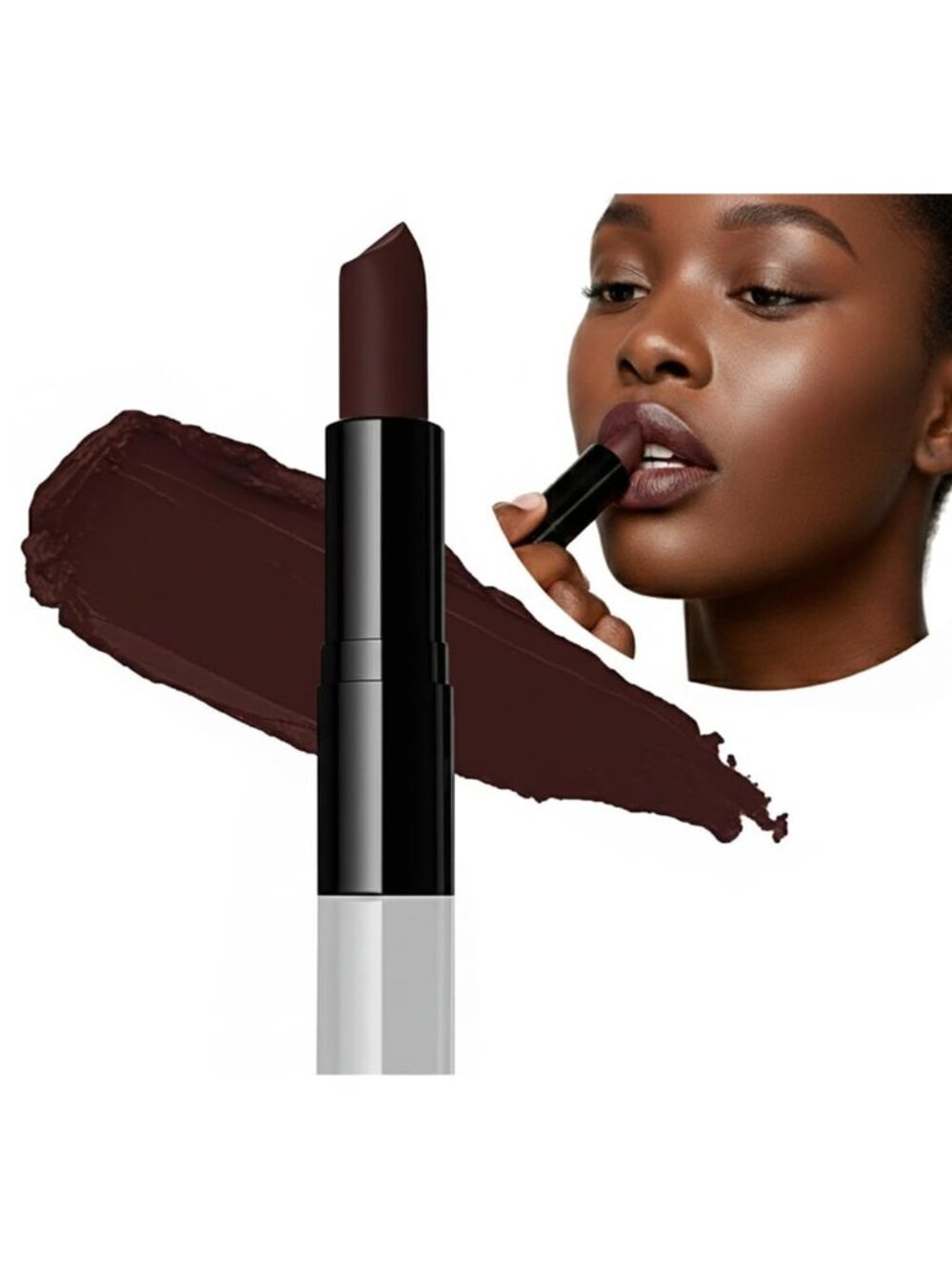 Women's Black Brandy Luxury Deeper Skin Tones Demi Matte Moisturizing Lipstick